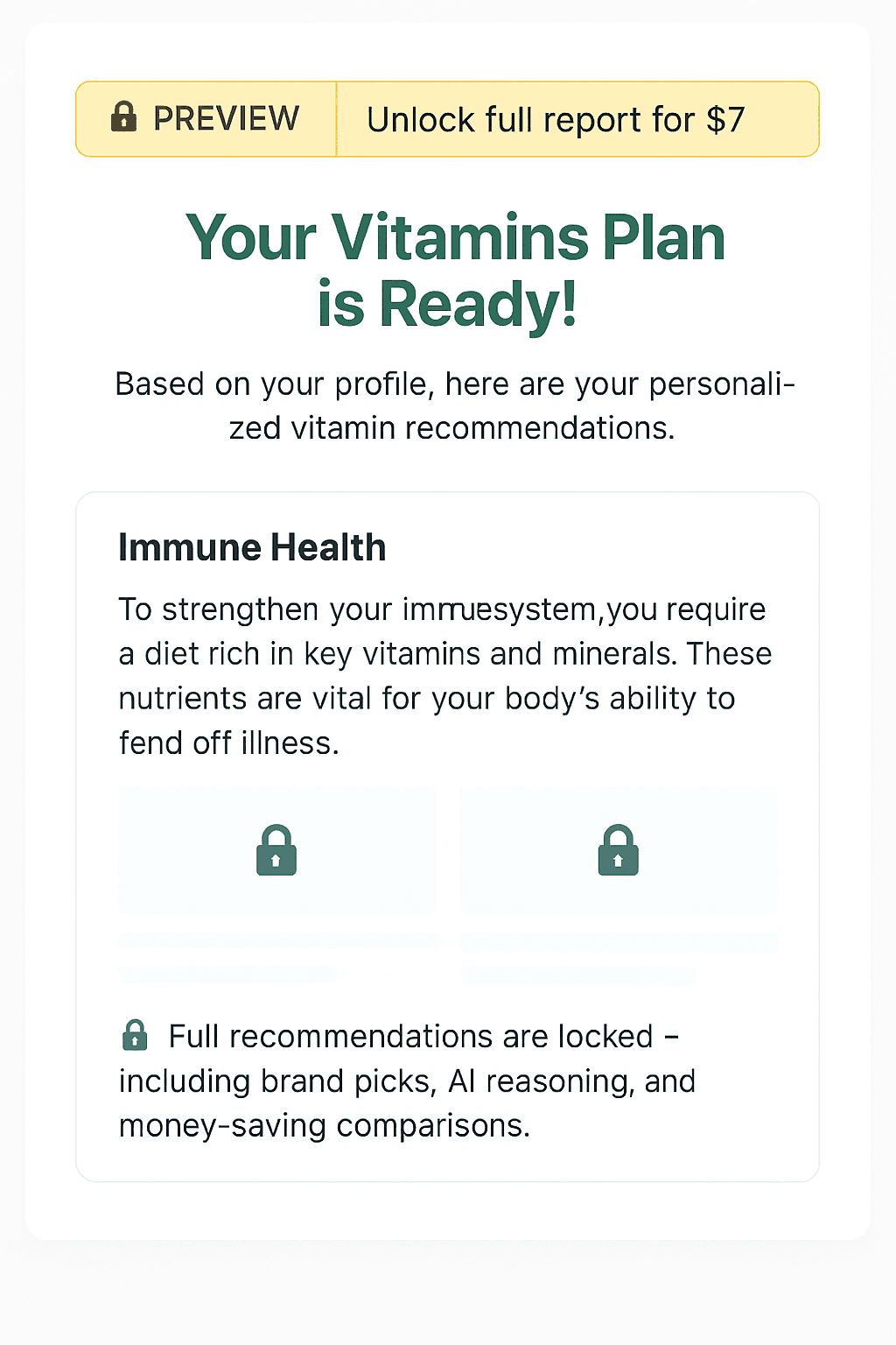 Your Personalized Wellness Plan Preview
